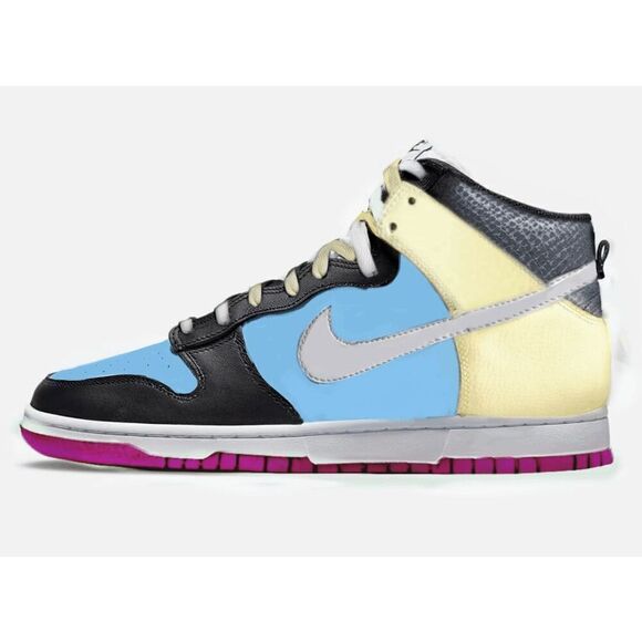 NIKE Dunk High 'High Powder Blue Lemon' Sneakers Size 10 - Picture 1 of 9